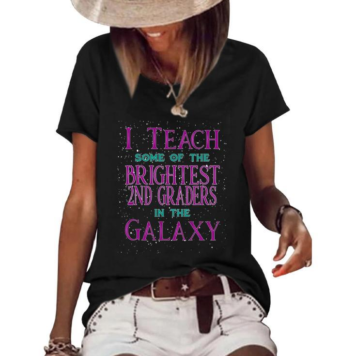 Second Grade Teacher Gift - Space Galaxy Themed Women's Short Sleeve Loose T-shirt