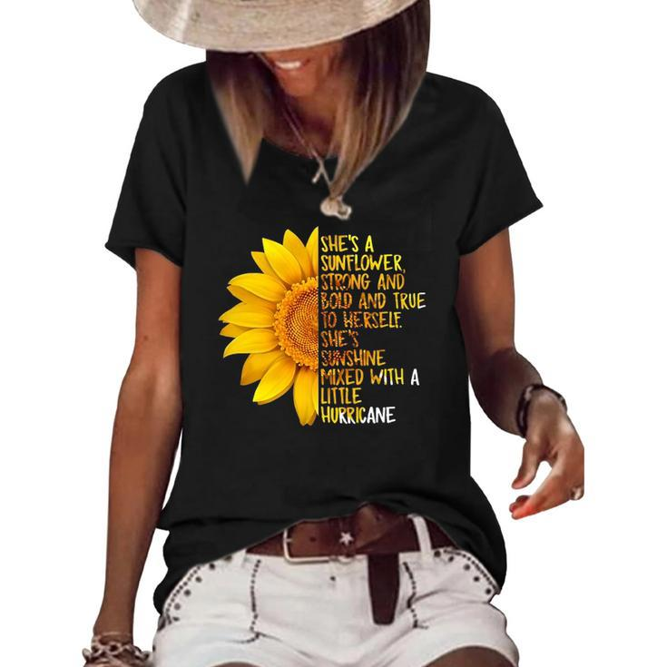 Shes A Sunflower Strong And Bold And True To Herself Women's Short Sleeve Loose T-shirt