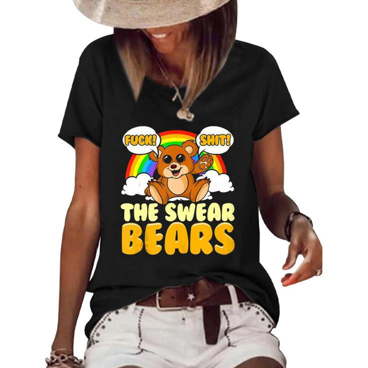 Swear Bears Funny Cute Bear Sarcastic Adult Humor Women's Short Sleeve Loose T-shirt