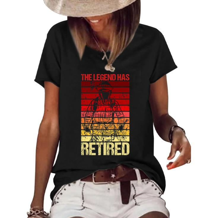 The Legend Has Retired Fire Department Fireman Firefighter Women's Short Sleeve Loose T-shirt