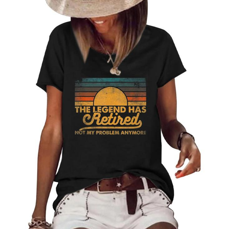 The Legend Has Retired Not My Problem Anymore Retro Vintage Women's Short Sleeve Loose T-shirt