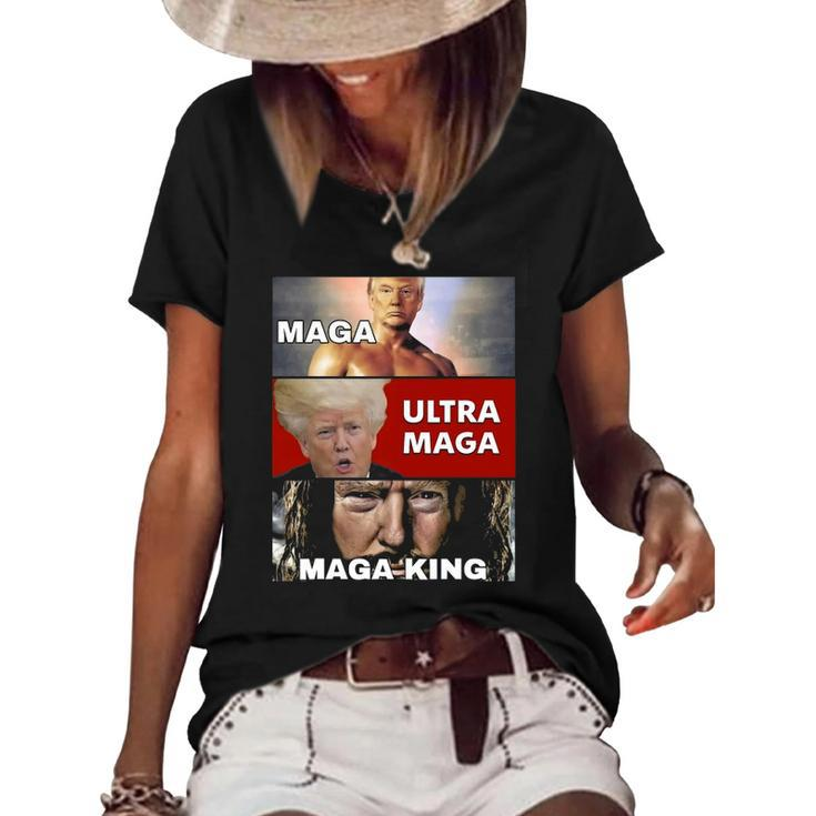 The Return Of The Great Maga King Trump Ultra Maga Women Men Women's Short Sleeve Loose T-shirt