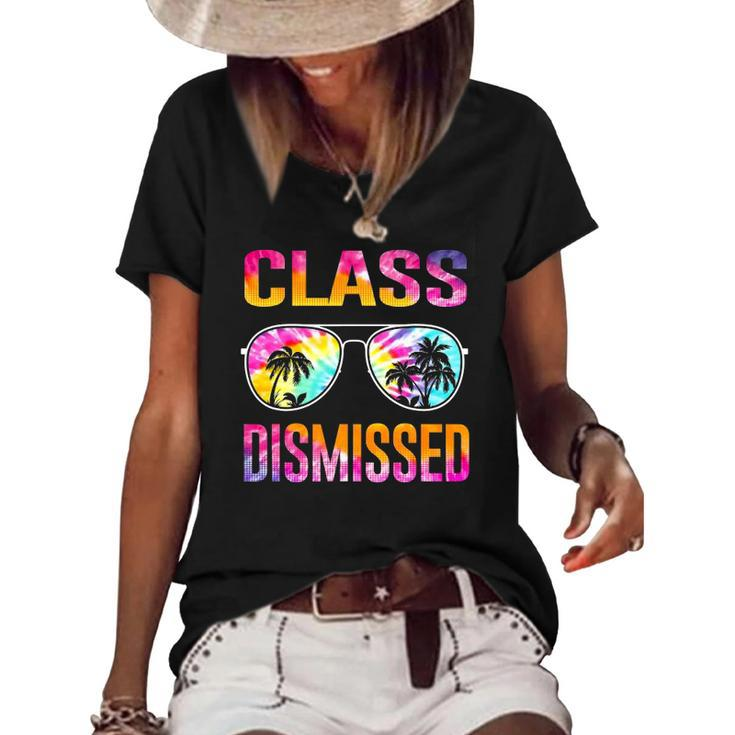 Tie Dye Class Dismissed Last Day Of School Teacher Women's Short Sleeve Loose T-shirt