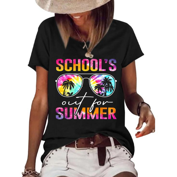 Tie Dye Last Day Of School Schools Out For Summer Teacher  Women's Short Sleeve Loose T-shirt