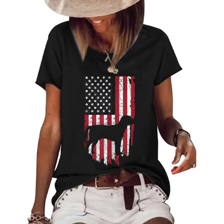 Us Beagle Dog Mom Dad Usa  4Th Of July American Flag  Women's Short Sleeve Loose T-shirt