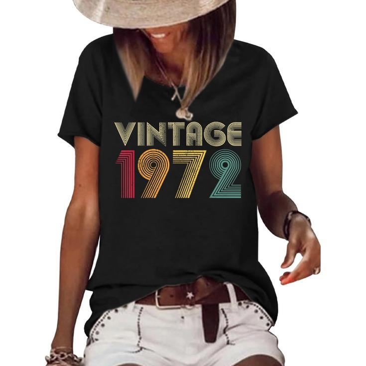 Vintage 1972 50Th Birthday Gift Retro  50 Years Old  Women's Short Sleeve Loose T-shirt