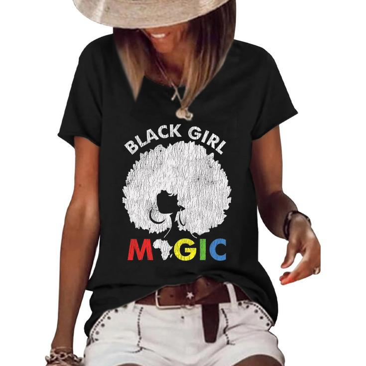 Vintage African Afro Black Girl Magic Pride Melanin Woman Women's Short Sleeve Loose T-shirt