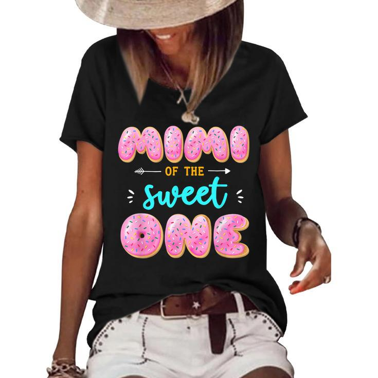 Women Mimi Of Sweet One First Birthday Matching Family Donut  Women's Short Sleeve Loose T-shirt