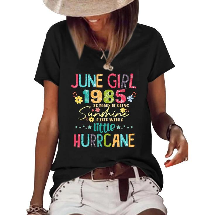 Womens 36 Years Old Awesome Since 1985 June Girls 1985 Gift Women's Short Sleeve Loose T-shirt