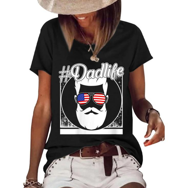 Womens 4Th Of July Dad Life Sunglasses American Father Independence  Women's Short Sleeve Loose T-shirt