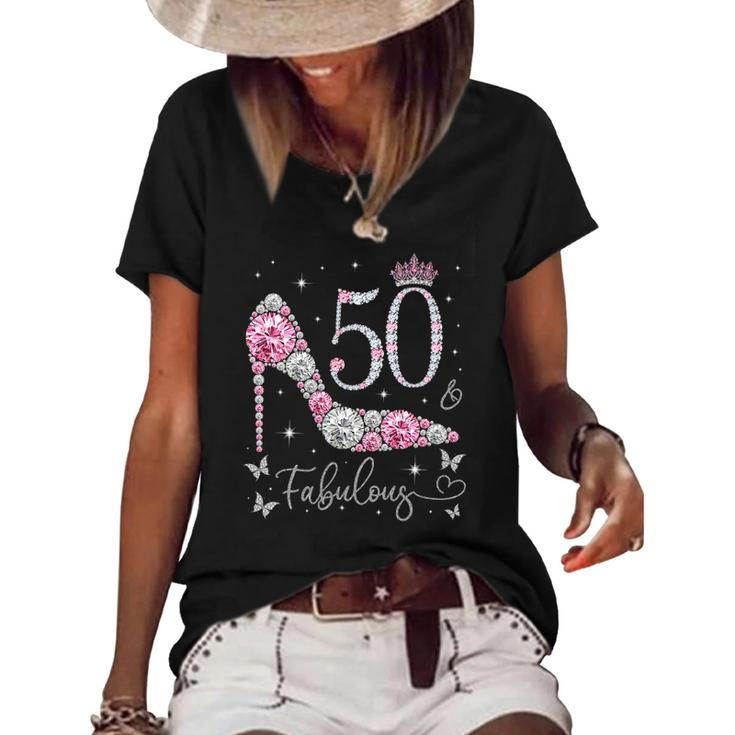 Womens 50 & Fabulous 50 Years Old And Fabulous 50Th Birthday Women's Short Sleeve Loose T-shirt