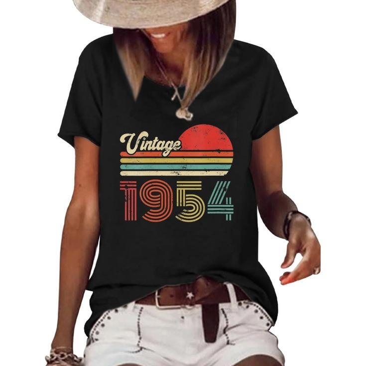 Womens 68 Years Old Birthday Vintage 1954 68Th Birthday Women's Short Sleeve Loose T-shirt