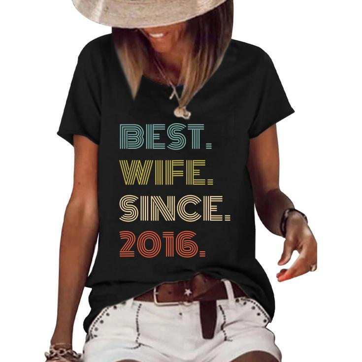 Womens 6Th Wedding Anniversary Best Wife Since 2016 Gift Women's Short Sleeve Loose T-shirt