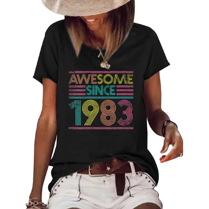 Womens Awesome Since 1983 39Th Birthday Gifts 39 Years Old Women's Short Sleeve Loose T-shirt