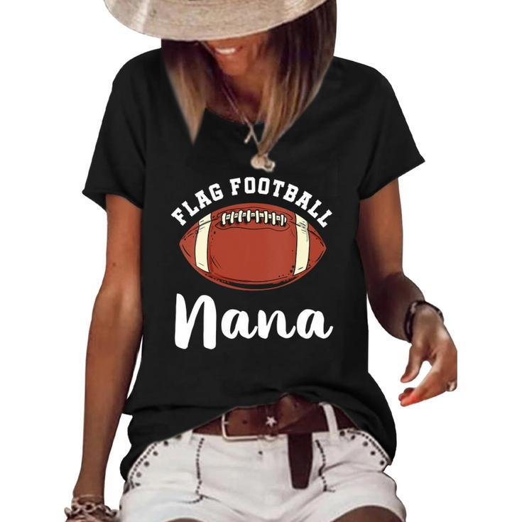 Womens Flag Football Nana Matching Family Matching Football  Women's Short Sleeve Loose T-shirt
