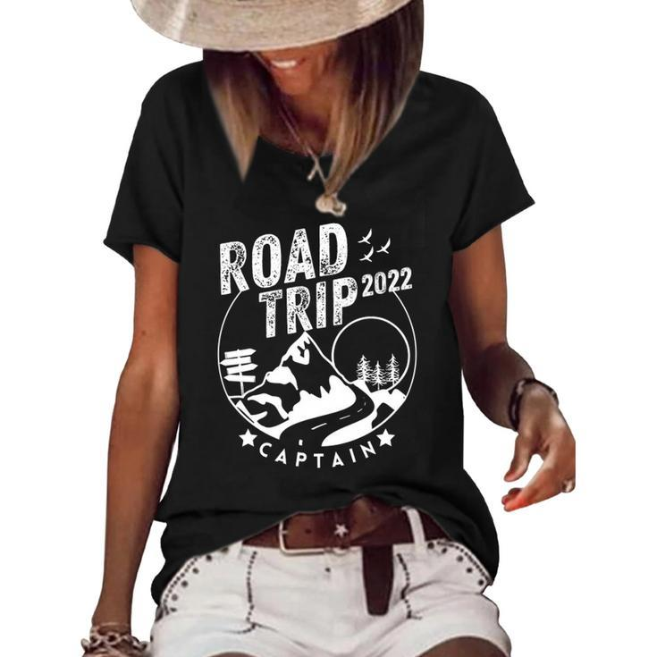 Womens Funny Vacay Family Road Trip 2022 Captain  Women's Short Sleeve Loose T-shirt