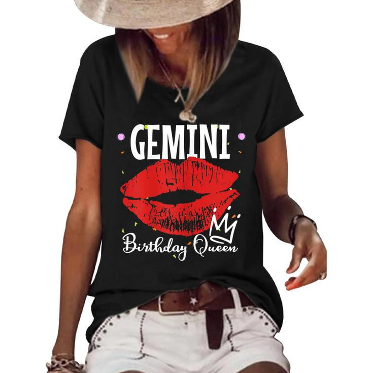 Womens Gemini Birthday Queen  Women's Short Sleeve Loose T-shirt