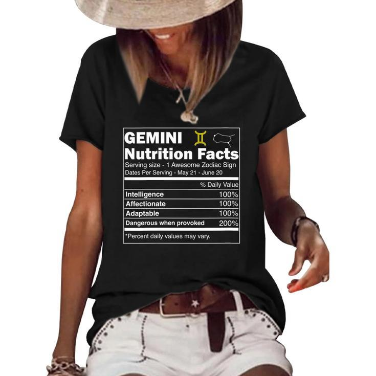 Womens Gemini S Nutrition Astrology Zodiac Sign Horoscope Women's Short Sleeve Loose T-shirt