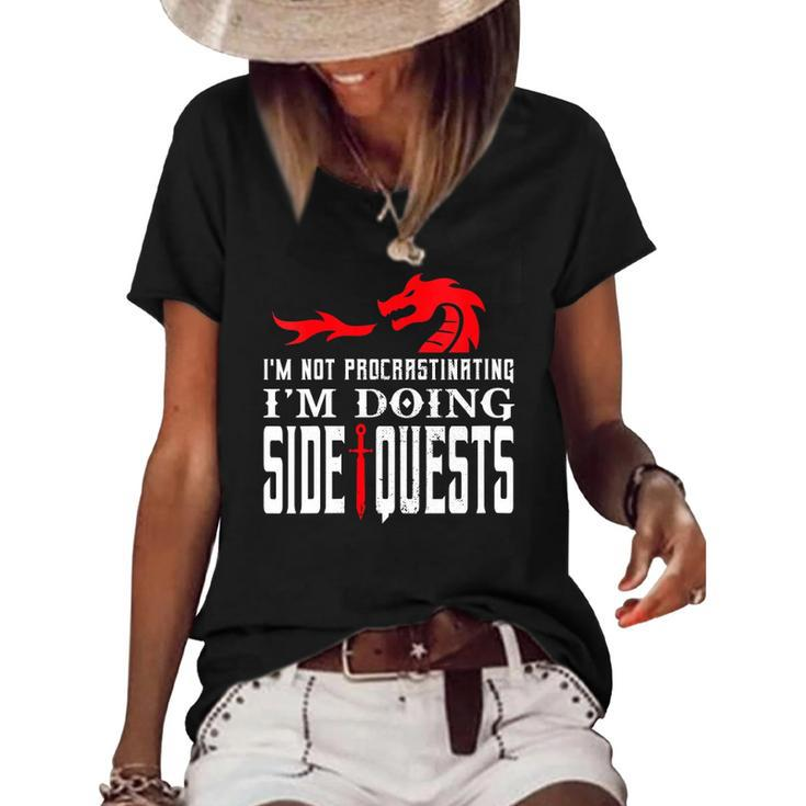 Womens Im Not Procrastinating Im Doing Side Quests Dungeons & Dragons Women's Short Sleeve Loose T-shirt