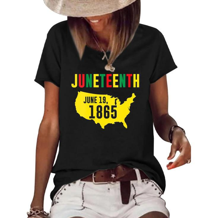 Womens Juneteenth June 19 1865 Black Pride History Black Freedom Women's Short Sleeve Loose T-shirt