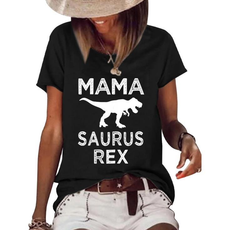 Womens Mama Saurus Rex Funnyrex Mommy Party Gift Women's Short Sleeve Loose T-shirt
