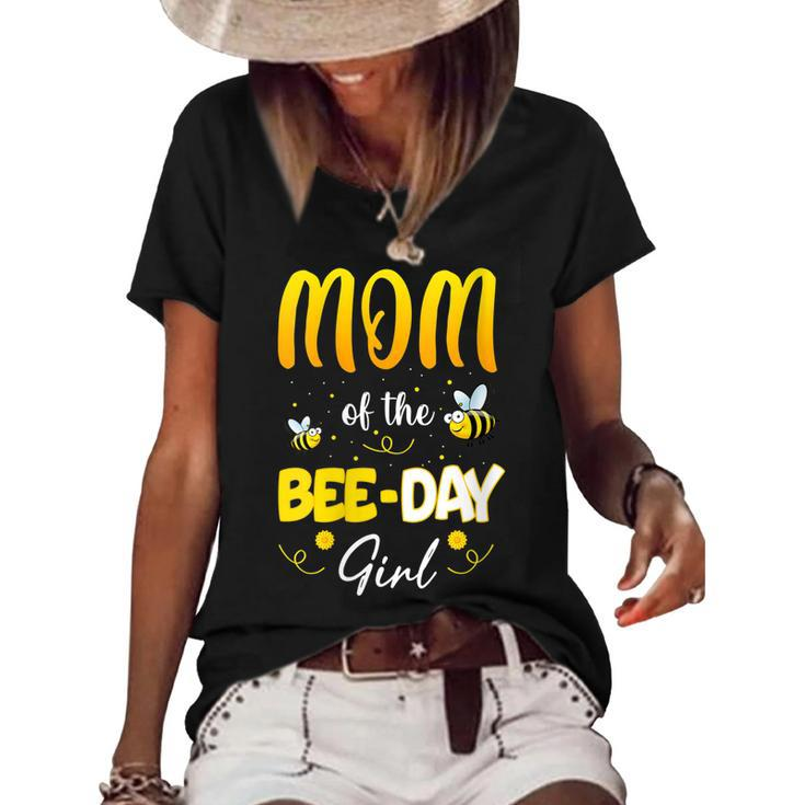 Womens Party Matching Birthday Sweet Mom Of The Bee Day Girl Hive  Women's Short Sleeve Loose T-shirt