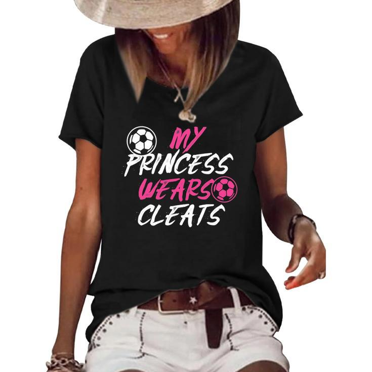 Womens Soccer Daughter Outfit For A Soccer Dad Or Soccer Mom Women's Short Sleeve Loose T-shirt
