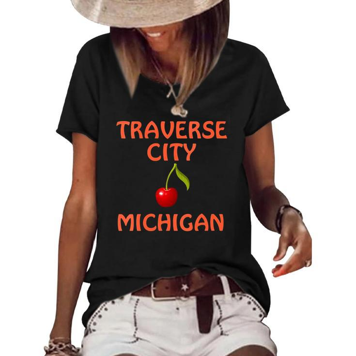 Womens Traverse City And Northern Michigan Summer Apparel Women's Short Sleeve Loose T-shirt