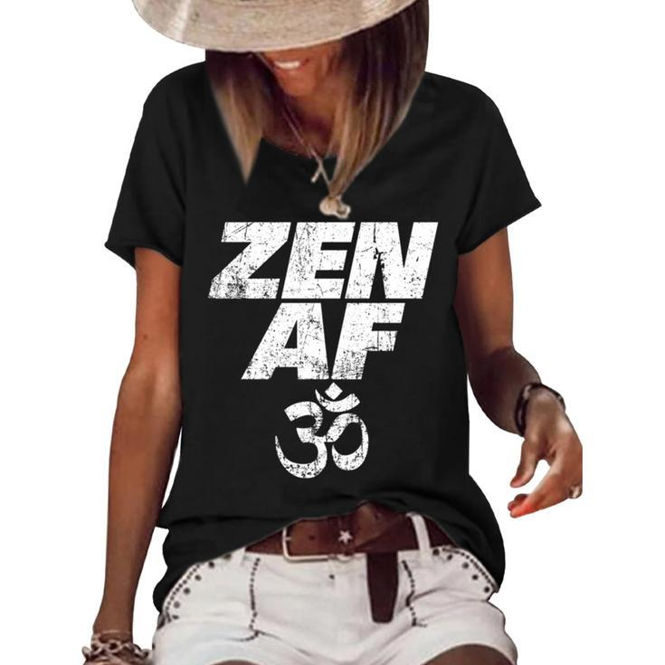 Zen Af Om Symbol Vintage Meditation Yoga Distressed  V2 Women's Short Sleeve Loose T-shirt