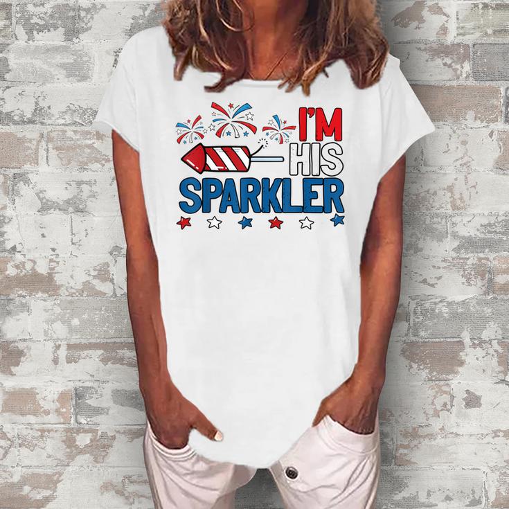 Mens Im His Sparkler 4Th Of July Matching Couples For Her Women's Loosen T-shirt