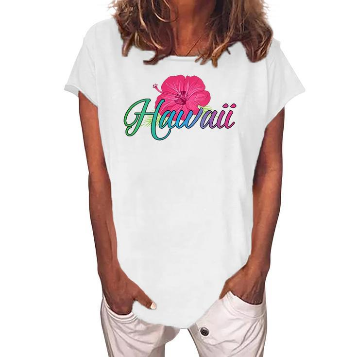 Womens Aloha Hawaii From The Island - Feel The Aloha Flower Spirit Women's Loosen T-Shirt