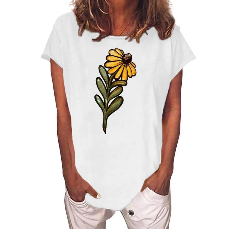 Black Eyed Susan Flower Daisy Spring Art Flower Women's Loosen T-Shirt