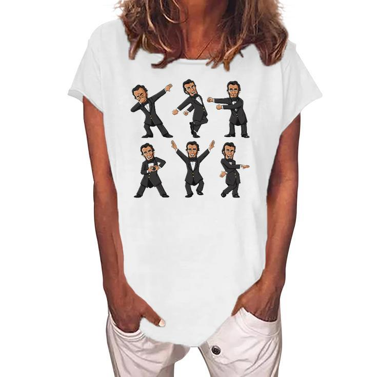Dancing Abraham Lincoln 4Th Of July Boys Girls Kids Women's Loosen T-Shirt