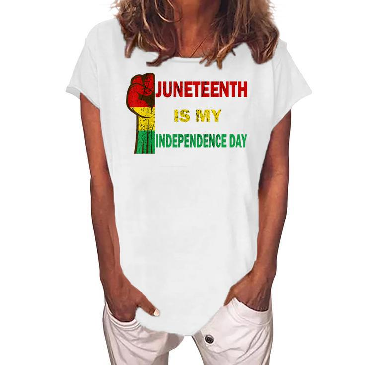 Juneteenth Is My Independence Day For Women Men Kids Vintage Women's Loosen T-shirt