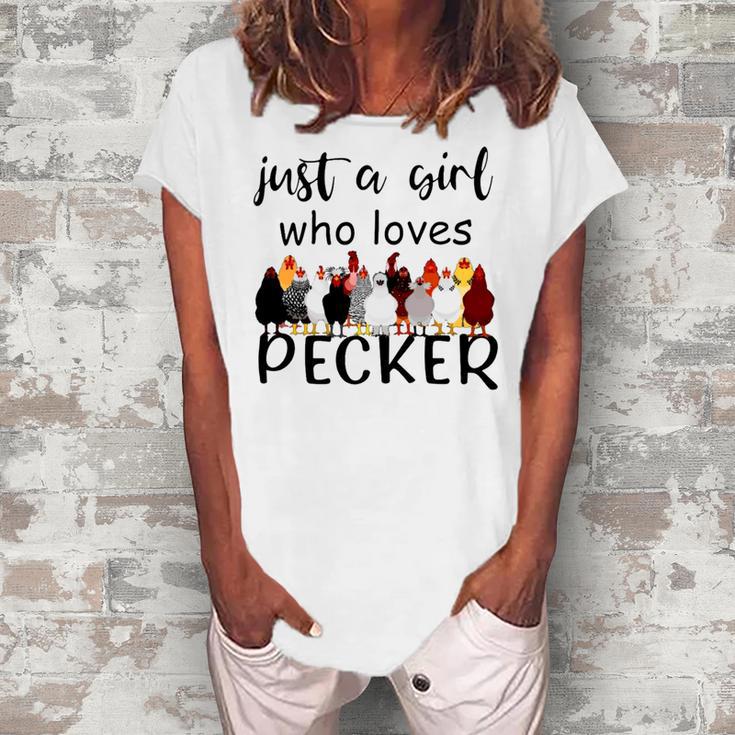 Just A Girl Who Loves Peckers 861 Shirt Women's Loosen Crew Neck Short Sleeve T-Shirt