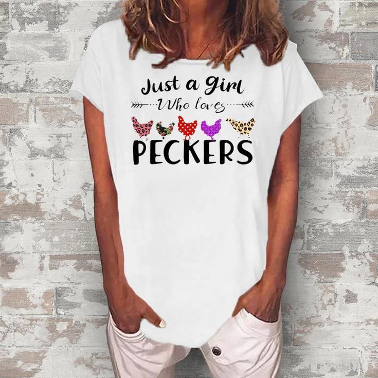 Just A Girl Who Loves Peckers 863 Shirt Women's Loosen Crew Neck Short Sleeve T-Shirt