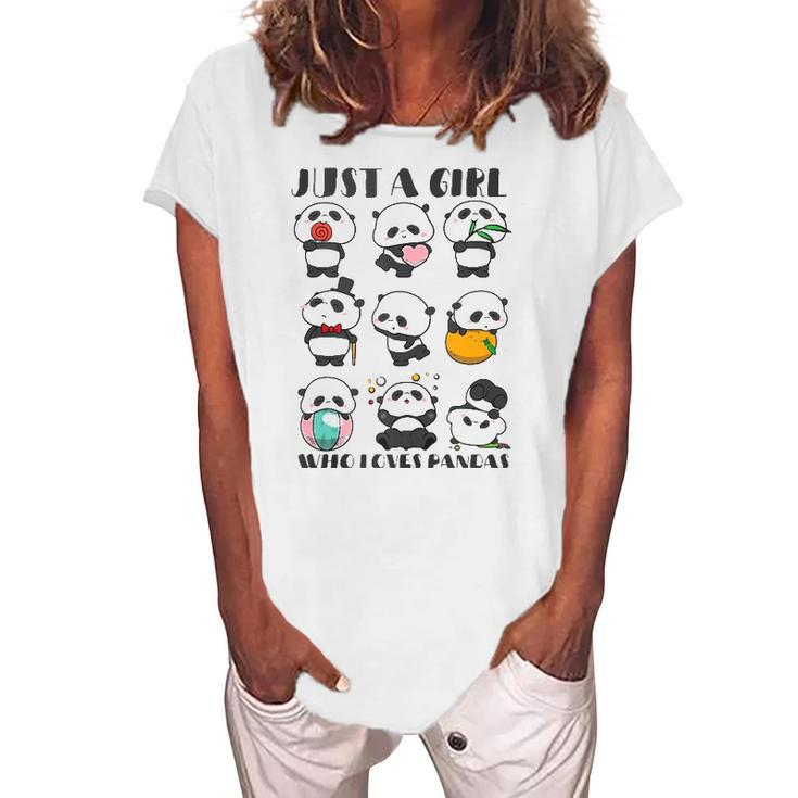 Just A Girl Who Loves Pandas For Women Lover Panda Women's Loosen T-Shirt