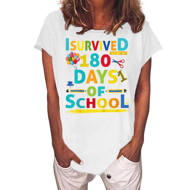 Kids I Survived 180 Days Of School 2022 Class Activity Teacher Women's Loosen T-shirt