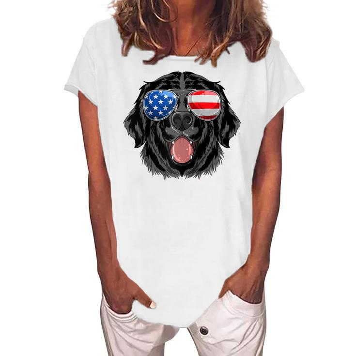 Labrador Retriever Usa American Flag Dog Dad Mom 4Th Of July Women's Loosen T-shirt