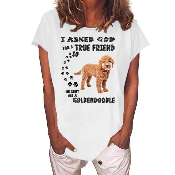 Mini Goldendoodle Quote Mom Doodle Dad Art Cute Groodle Dog Women's Loosen T-Shirt