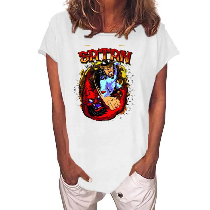 Not Today Satan Jesus Christ Religious Women's Loosen T-Shirt