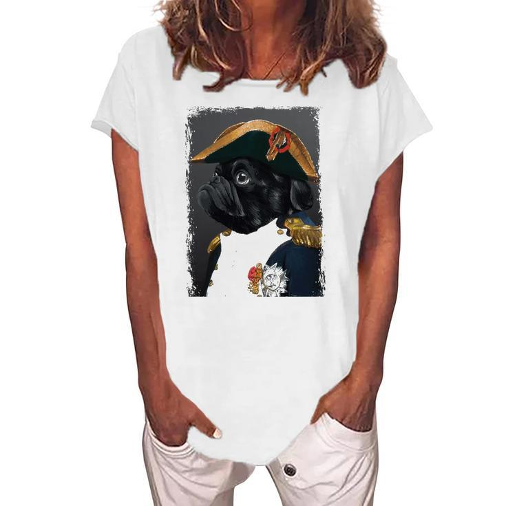 Pug Dog Dad Mom Graphic Tee Men Women Cute Black Pug Women's Loosen T-Shirt