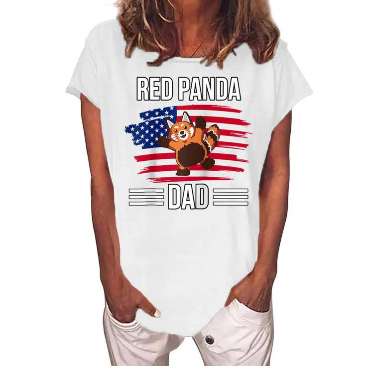 Red Panda Us Flag 4Th Of July Fathers Day Red Panda Dad Women's Loosen T-shirt