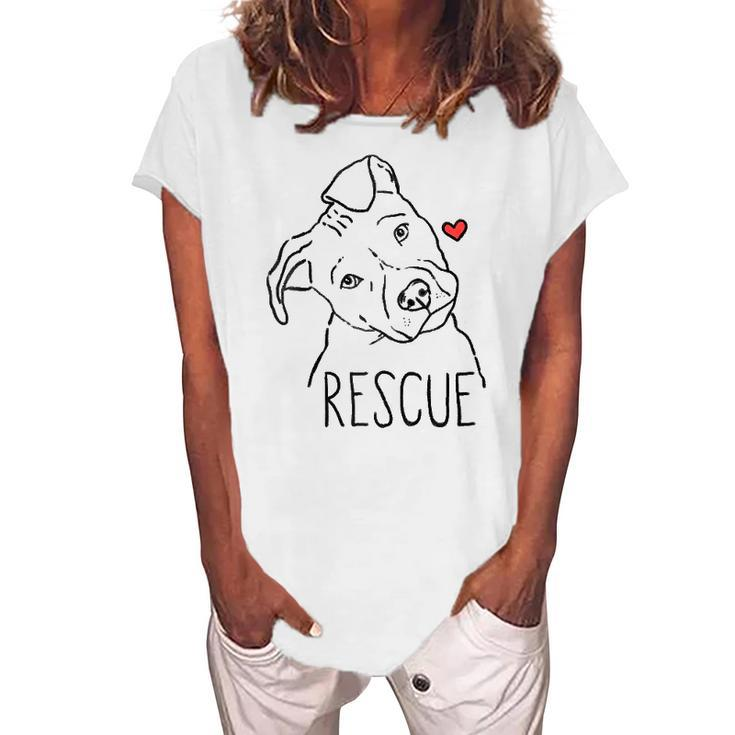 Rescue Dog Pitbull Rescue Mom Adopt Dont Shop Pittie Raglan Baseball Tee Women's Loosen T-Shirt