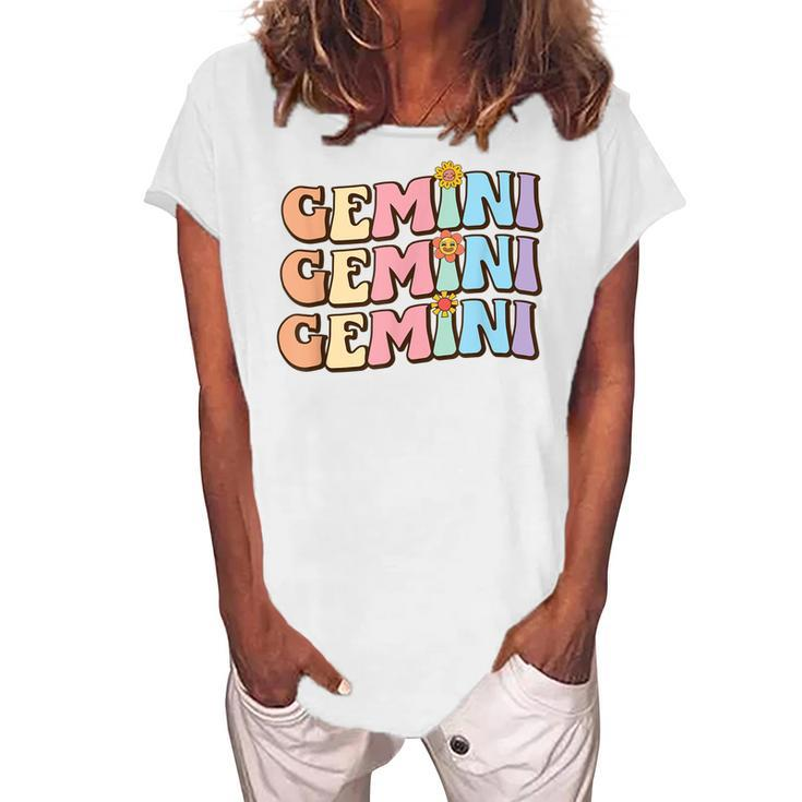 Retro Astrology May Or June Birthday Zodiac Sign Gemini Women's Loosen T-shirt