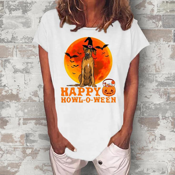 Rhodesian Ridgeback Dog Halloween Happy Howl-O-Ween Women's Loosen T-Shirt
