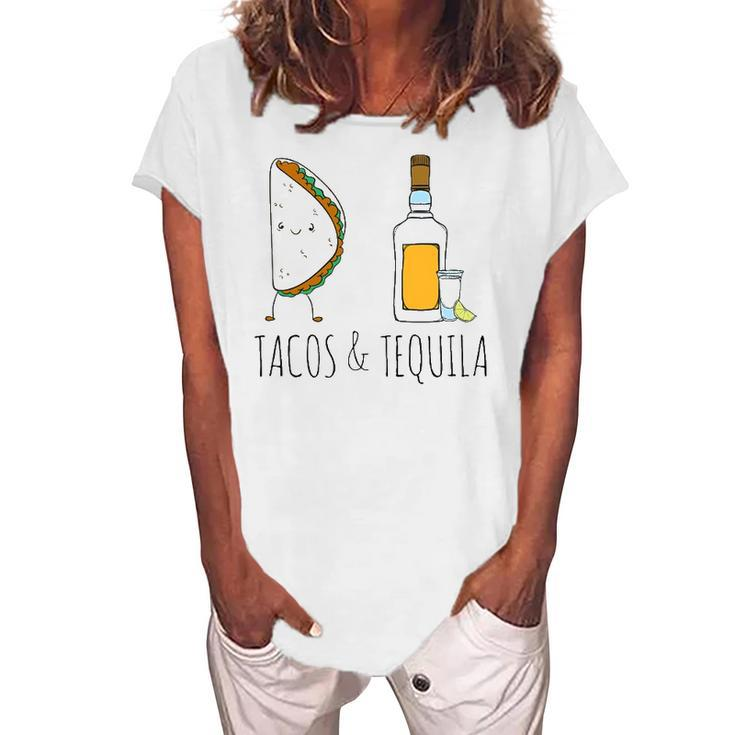 Tacos & Tequila Drinking Party Women's Loosen T-Shirt