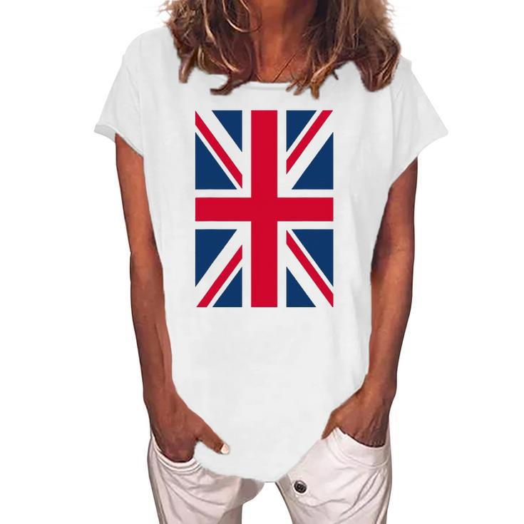 Uk Women Men Cool Vertical British Union Jack Flag Women's Loosen T-Shirt