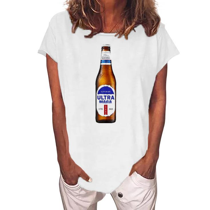 Ultra Maga Anti Joe Biden Ultra Maga Beer Women's Loosen T-Shirt