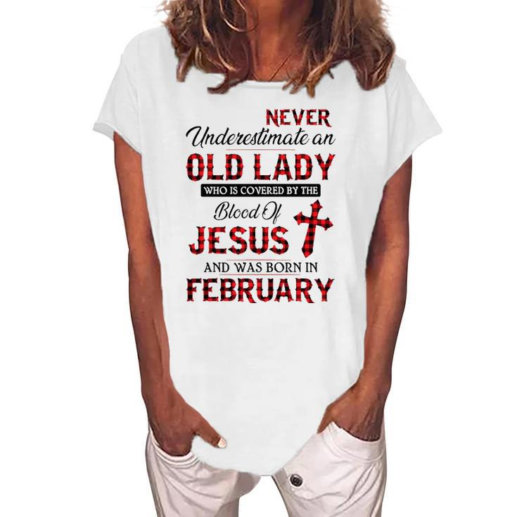 Never Underestimate An Old Lady Who Is Covered By February Women's Loosen T-Shirt